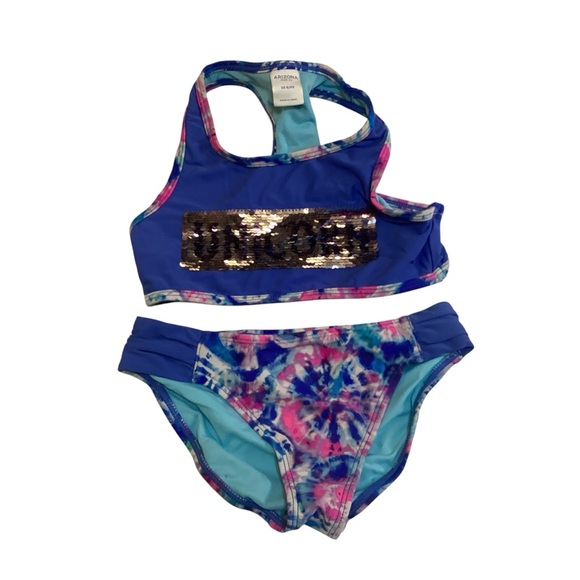 👜Arizona Jean‎ Co. Kids Swimwear Set - Blue and Pink Sz XS (6/6x) EUC - Picture 1 of 6